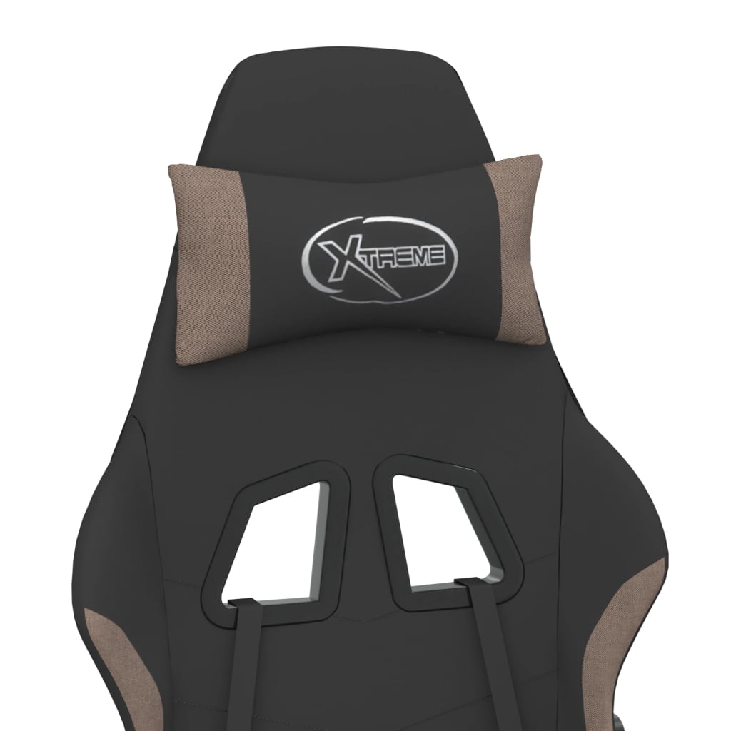 Fotel Gamingowy I Masażem, Czarno-Taupe, Tkanina