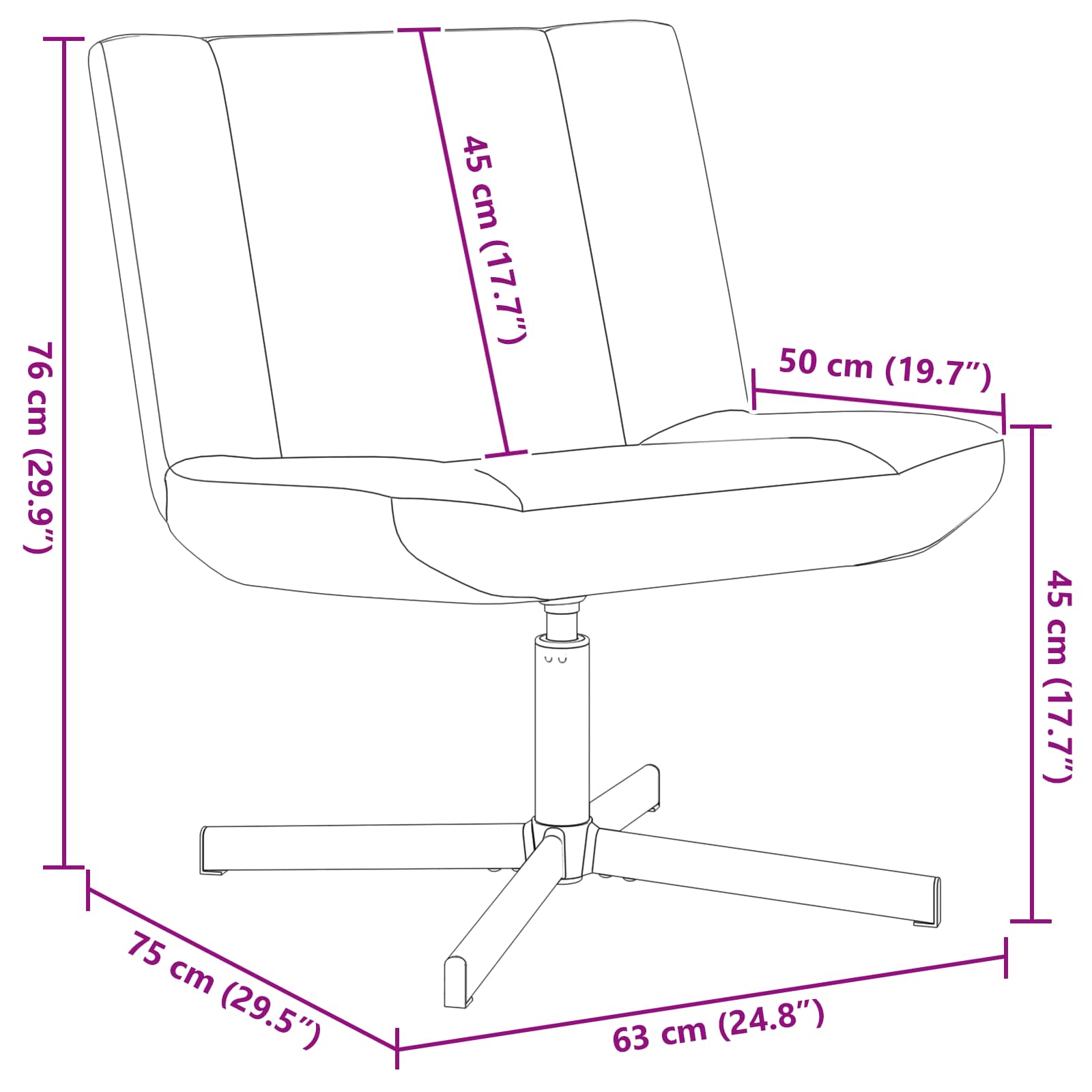 Fotel Obrotowy 63 X 75 X 76 Cm Owczy Skór