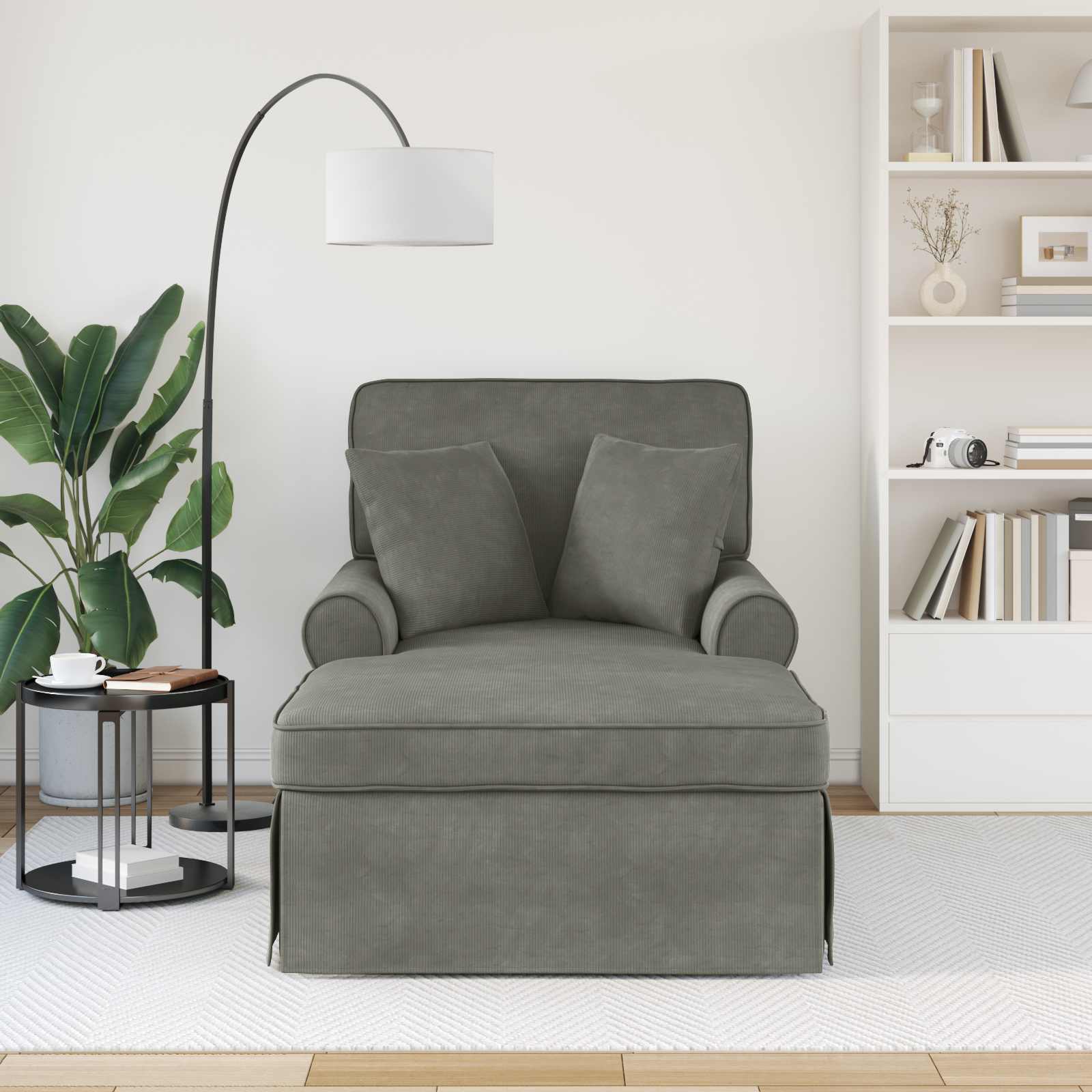 Chaise Lounge Z Fartuszkiem 3 Pcs Tkanina Sztruksowa