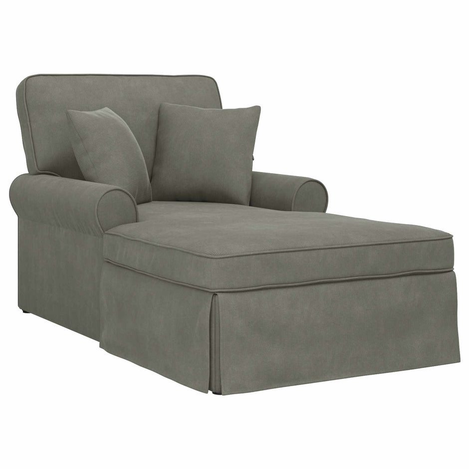 Chaise Lounge Z Fartuszkiem 3 Pcs Tkanina Sztruksowa