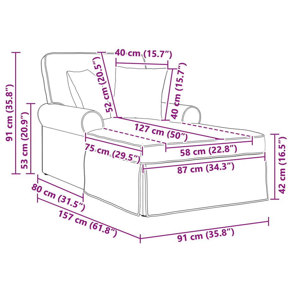 Chaise Lounge Z Fartuszkiem 3 Pcs Tkanina Sztruksowa